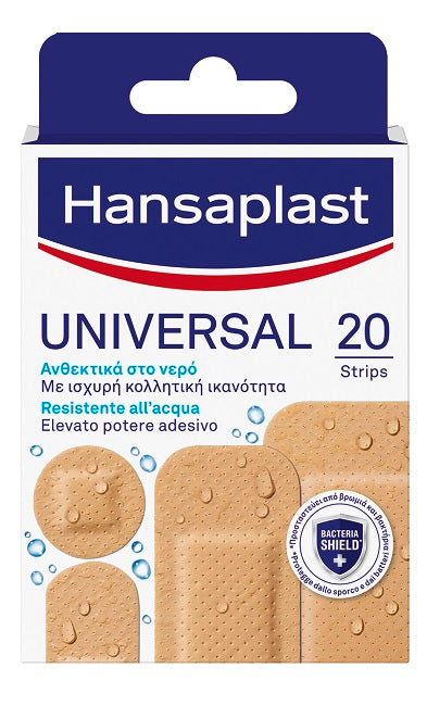 Cerotto hansaplast universal resistente all'acqua 4 forme assortite 20 pezzi